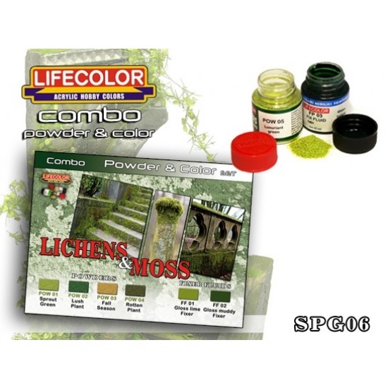 Lichens & Moss Powder and Colour Paint Set (6 x 22ml)