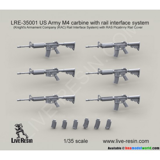 1/35 US Army M4 Carbine w/Rail Interface System With RAS Picatinny Rail Cover