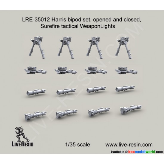 1/35 Harris Bipod Set, Opened And Folded, Surefire Tactical Weaponlights