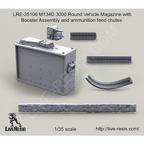 1/35 M134D 3000 Round Vehicle Magazine w/Booster Assembly & Ammunition Feed Chutes