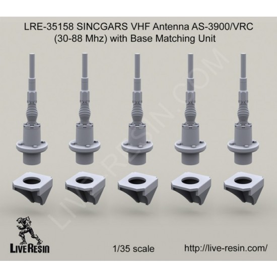 1/35 SINCGARS VHF Antenna AS-3900/VRC (30-88 Mhz) with Base Matching Unit 5pcs