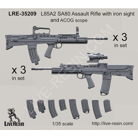 1/35 L85A2 SA80 Assault Rifle with Iron Sight and ACOG Scope (6 sets)