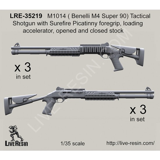 1/35 M1014 Shotgun w/Surefire Picatinny Foregrip,Loading Accelerator, Opened & Closed Stock