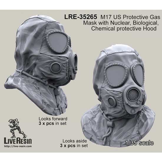 1/35 US Protective Gas Masks M17 with Nuclear, Biological, Chemical Protective Hood
