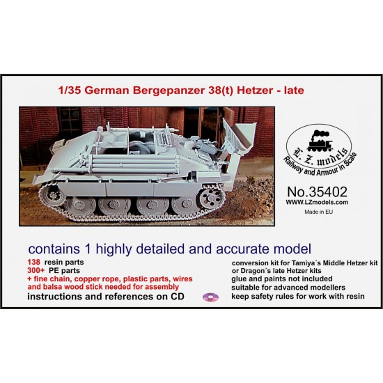 1/35 German Bergepanzer 38(t) Hetzer Late Conversion kit for Tamiya/Dragon's Hetzer kits