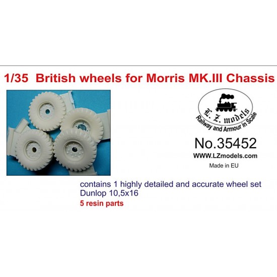 1/35 British Morris Mk.III Chassis Wheels Set (5 Resin Wheels)