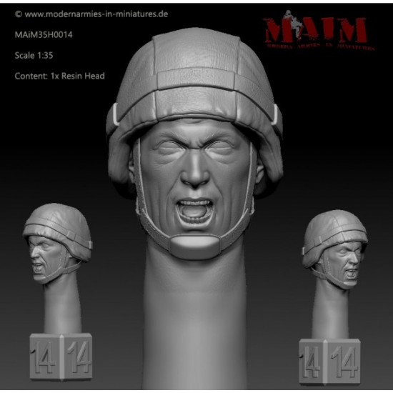 1/35 Modern German Head w/Helmet: Screaming Impression #0014 (1pcs)