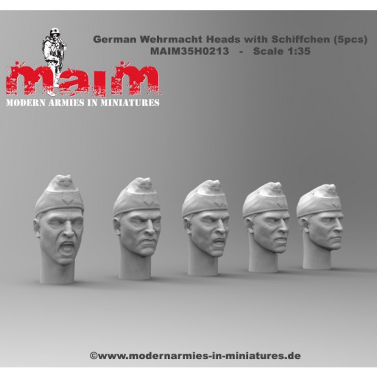 1/35 German Wehrmacht Heads with Schiffchen (5pcs, resin)