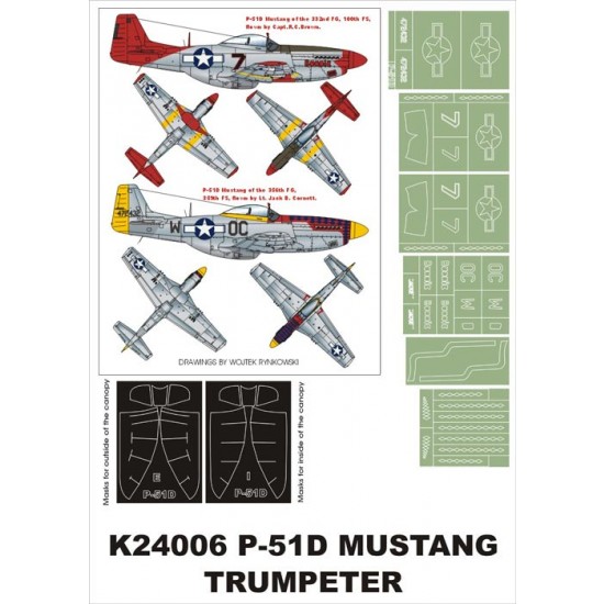 1/24 P-51D Mustang Paint Mask Vol.2 for Trumpeter (Canopy Masks + Insignia Masks)