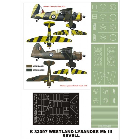 1/32 Lysander III Paint Mask Vol.2 for Revell (Canopy Masks + Insignia Masks)