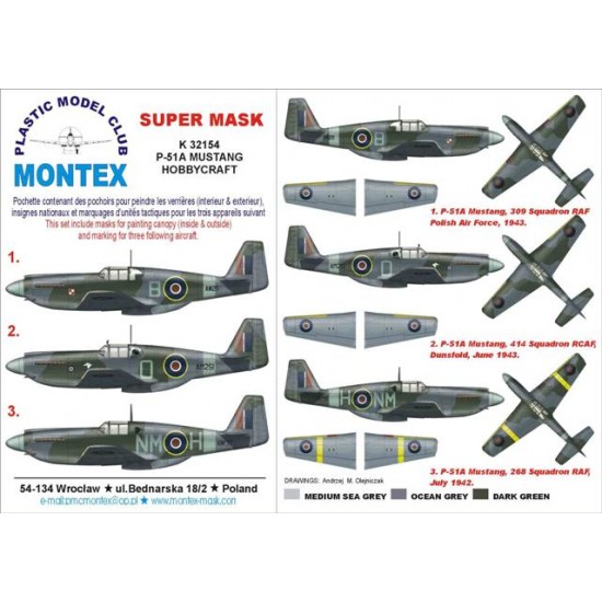 1/32 P-51A Mustang Paint Mask for Hobbycraft (Canopy Masks + Insignia Masks)