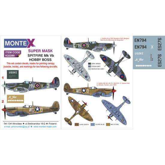 1/32 Supermarine Spitfire Vb Paint Mask for HobbyBoss (Insignia&Canopy Masks+Decals)