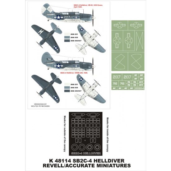 1/48 SB2C-4 Helldiver Paint Mask Vol.2 for Revell (Canopy Masks + Insignia Masks)