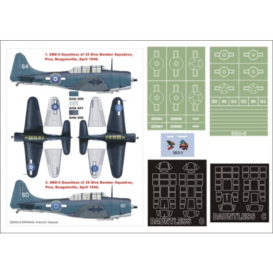 1/48 SBD-5 Paint Mask for Accurate Miniatures (Canopy Masks + Insignia Masks + Decals)