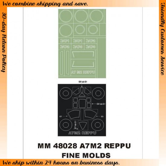 1/48 Mitsubishi A7M2 Reppu Paint Mask for Fine Molds kit (Canopy Masks + Insignia Masks)