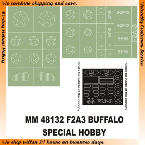 1/48 Brewster F2A-3 Buffalo Paint Mask for Special Hobby kit (Canopy Masks + Insignia Mask