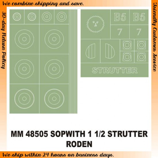 1/48 Sopwith 1 1/2 Strutter Paint Mask for Roden kit (2 Insignia Masks)