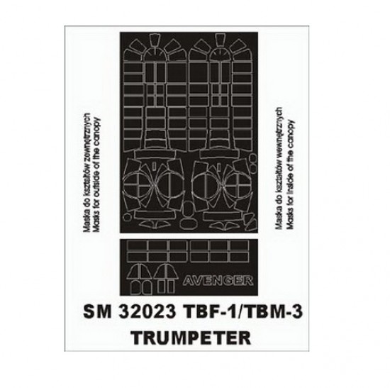 1/32 TBF/TBM Avenger Paint Mask for Trumpeter kit (outside-inside)