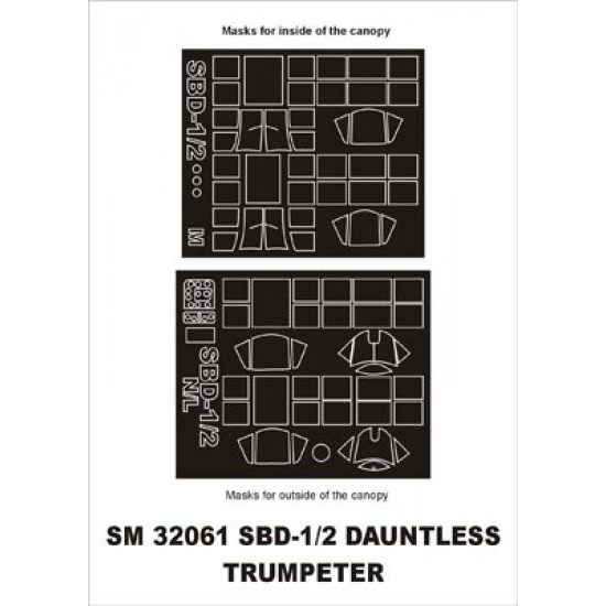 1/32 SBD-1/2 Dauntless Paint Mask for Trumpeter kit (outside-inside)