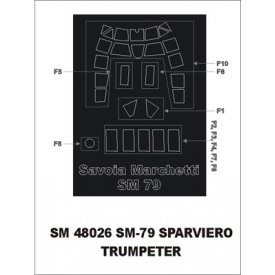 1/48 SM79 Paint Mask for Trumpeter kit (outside)