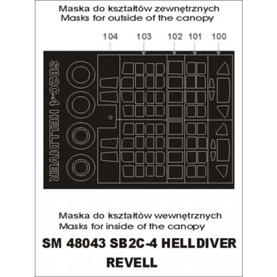 1/48 SB2C-4 Helldiver Paint Mask for Revell kit (outside-inside)