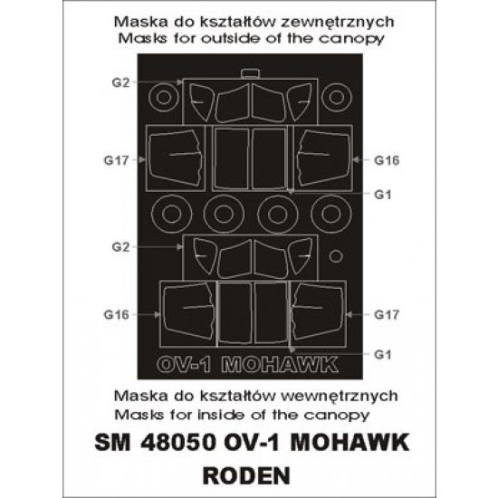 1/48 OV-1 Mohawk Paint Mask for Roden kit (outside-inside)