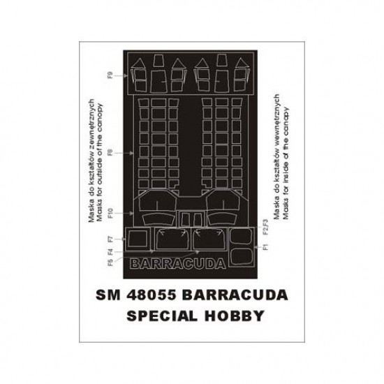 1/48 Fairey Barracuda Paint Mask for Special Hobby kit (outside-inside)