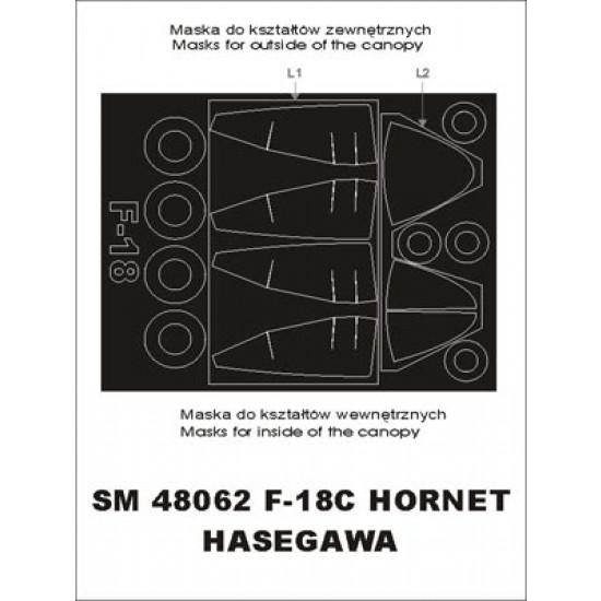 1/48 F-18 Hornet Paint Mask for Hasegawa kit (outside-inside)