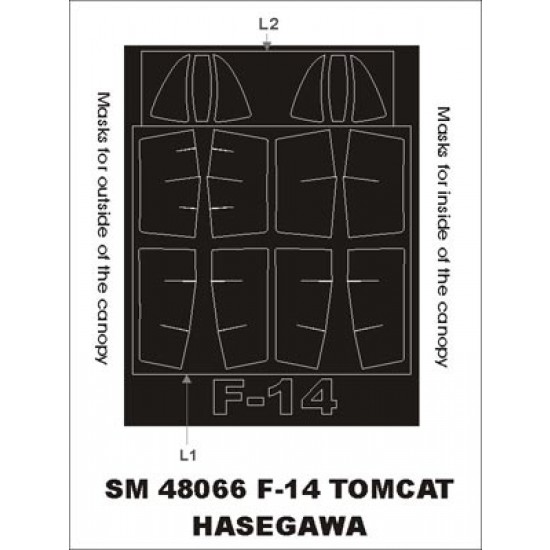 1/48 F-14 Tomcat Paint Mask for Hasegawa kit (outside-inside)