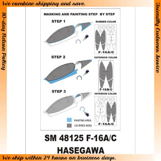 1/48 F-16A/C Paint Mask for Hasegawa kit (outside-inside)