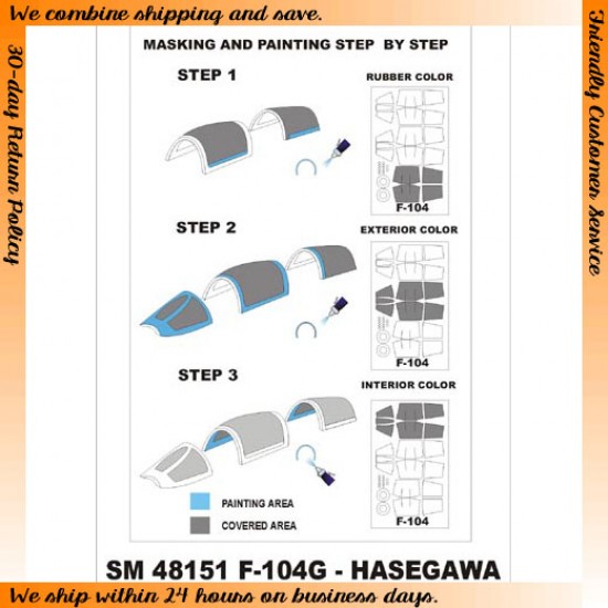 1/48 F-104 Paint Mask for Hasegawa kit (outside-inside)