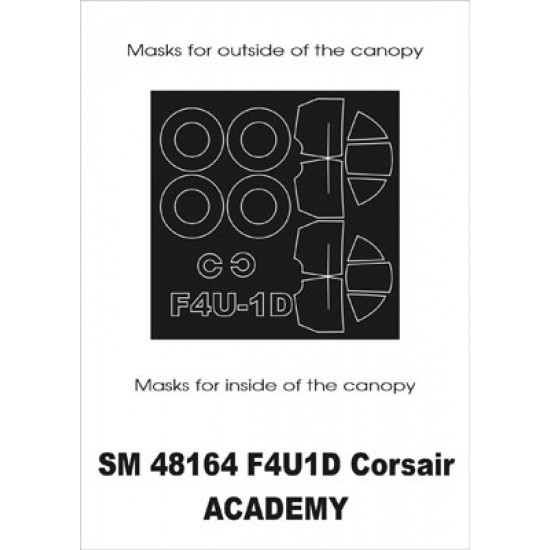 1/48 F4U1D Corsair Paint Mask for Academy kit (outside-inside)