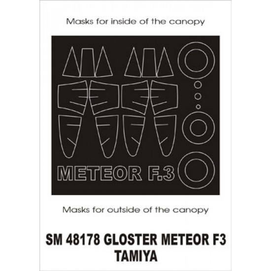 1/48 Gloster Meteor F3 Paint Mask for Tamiya kit (outside-inside)