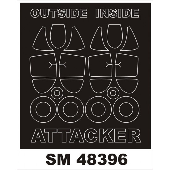 1/48 Supermarine Attacker FB.2 Paint Mask for Trumpeter kit (outside, inside)