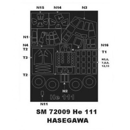 1/72 Heinkel He 111 Paint Mask for Hasegawa kit (outside)