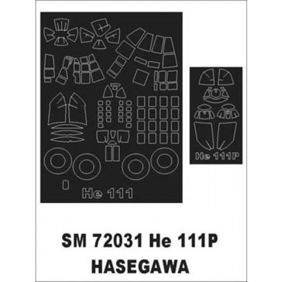 1/72 Heinkel He-111 P Paint Mask for Hasegawa kit (outside)