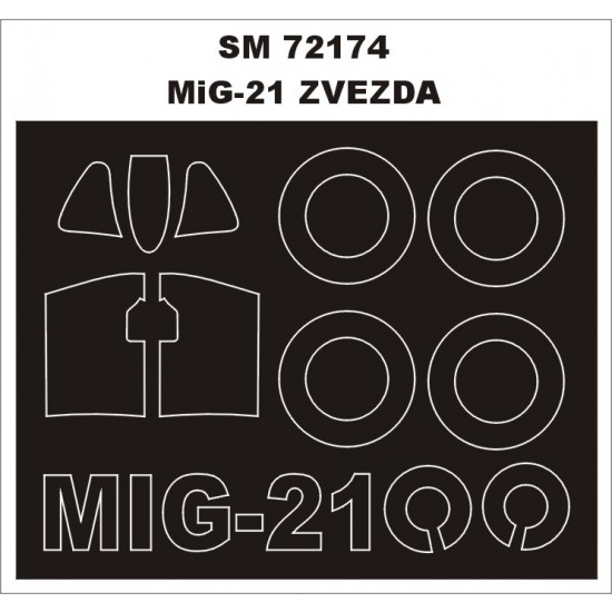 1/72 Mikoyan-Gurevich MiG-21 Paint Mask for Zvezda kit (outside)