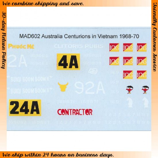 1/35 Australian Centurions in Vietnam 1968-1970 Decals (water-slide)