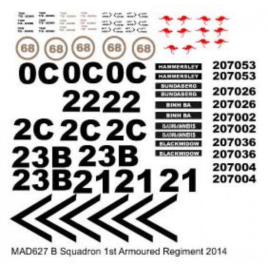 1/35 Abrams B Squadron 1st Armoured Regiment 2014 (water-slide decals)