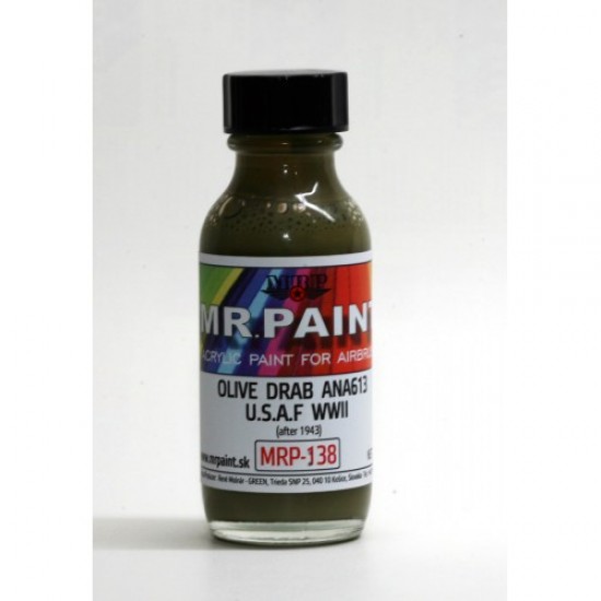 Acrylic Lacquer Paint - WWII USAF - Olive Drab ANA 613 (after 1943) 30ml