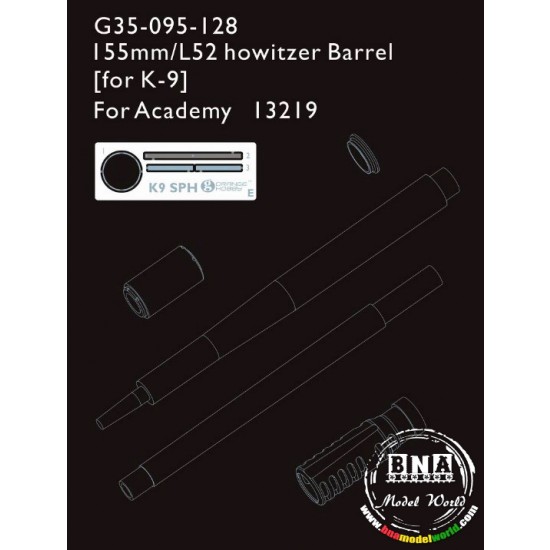 1/35 155mm/L52 Howitzer Barrel (for K-9) for Academy kit #13219