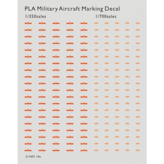 PLA Military Aircraft Marking Decals (1/350 Scale 100pcs, 1/700 Scale 100pcs)