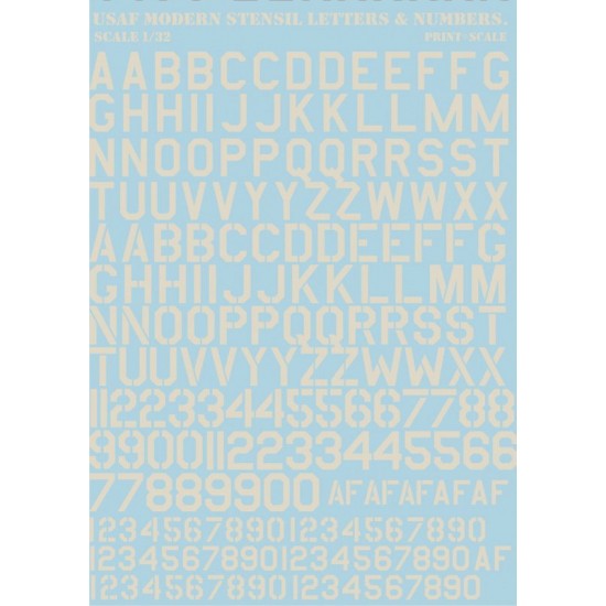 1/32 USAF Modern Stencil Letters and Numbers (White) Decals