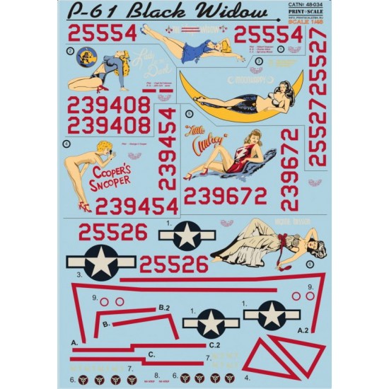 1/48 P-61 Black Widow (Part 1) Decals