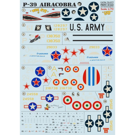 1/72 Bell P-39 Airacobra Decals