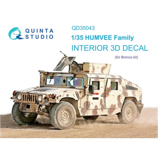 1/35 HUMVEE Family 3D-Printed & Coloured Interior on Decal Paper for Bronco kits