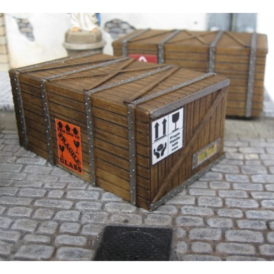 Large Shipping Crates (2pcs with decals) for 1/16, 1/35, 1/48 models