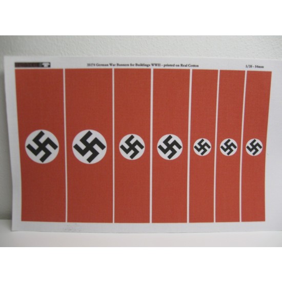 1/35, 1/48 WWII German War Banners for buildings - 7pcs. Printed on real cotton sheet