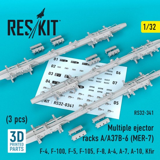 1/32 F-4/100/5/105/8, A-4/7/10, Kfir MER-7 Multiple Ejector Racks A/A37B-6 (3pcs)