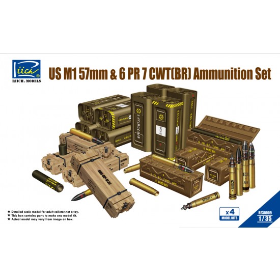 1/35 Ammunition Set for US M1 57mm Anti-Tank Gun & 6PR 7cwt (BR) (4 Sets)